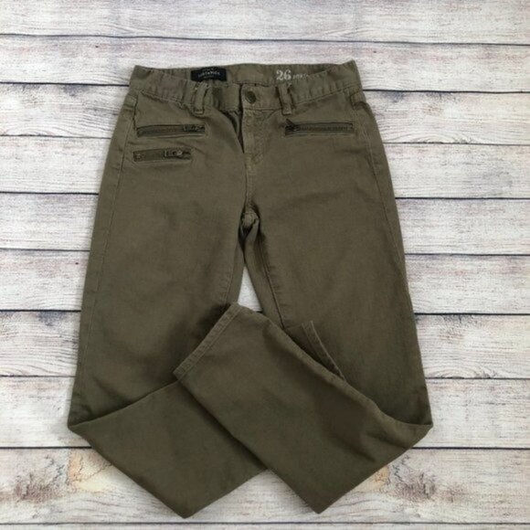J. Crew Olive Green Toothpick Ankle Jeans Size 26 - Picture 1 of 7